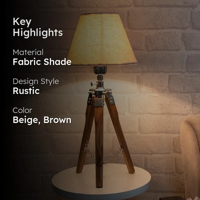 IllumiTripod Fabric Table Lamp - Beige,Brown media 2
