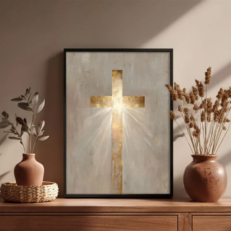 Cross of Faith Wall Painting With Black Frame media 4
