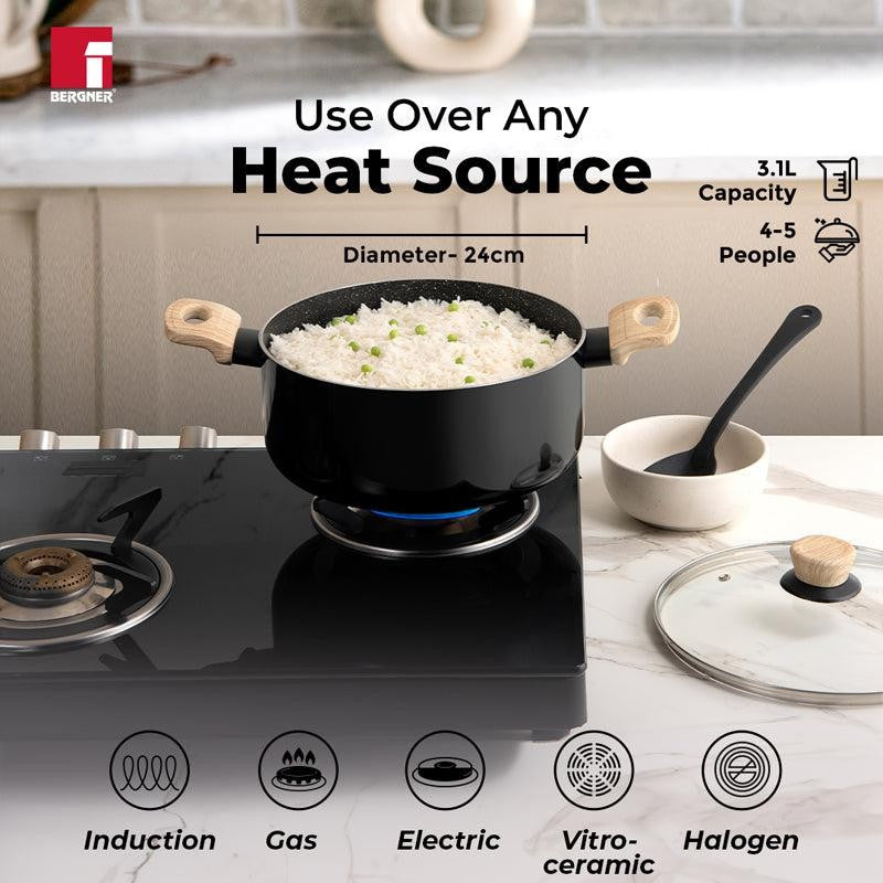 Bergner Induction Safe Cooking Pot With Lid - 5000 ml/6 Inches media 6