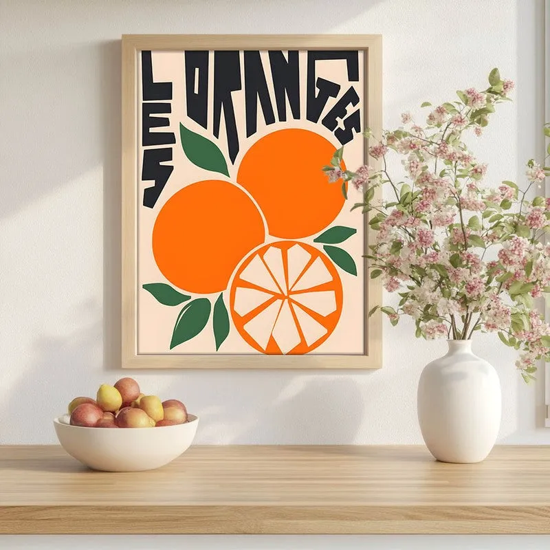 Orange Citrus Archival Canvas Wall Art - Brown media 1