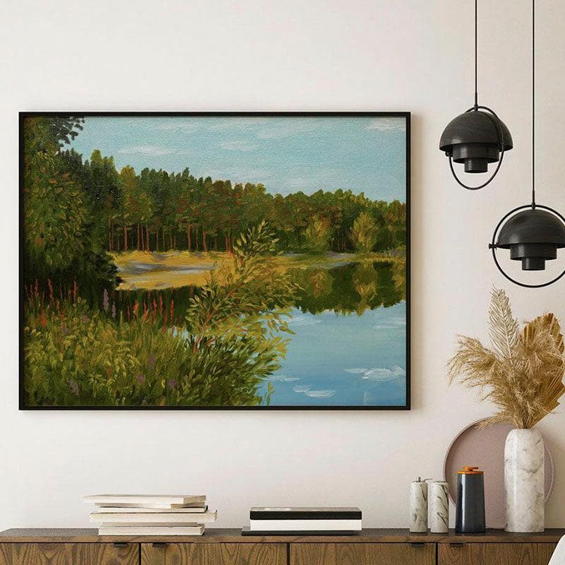 Coniferous Forest Wall Painting - Black Frame