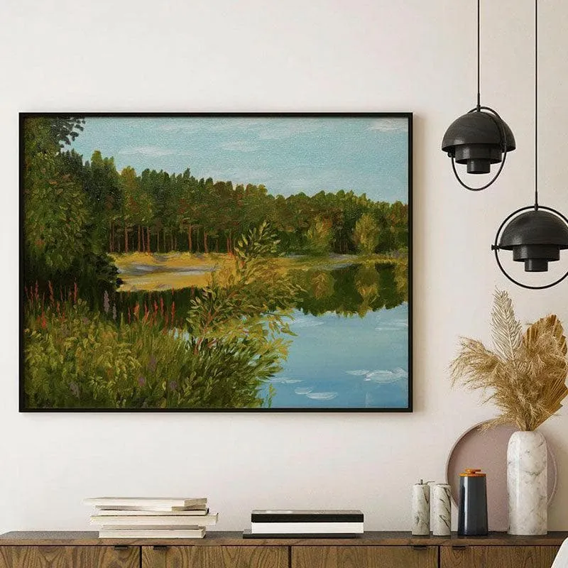 Coniferous Forest Wall Painting - Black Frame media 1