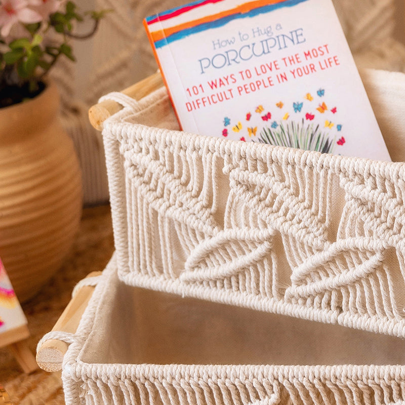 Roxana Macrame (Metal,Cotton) Storage Basket - Set Of Two media 5