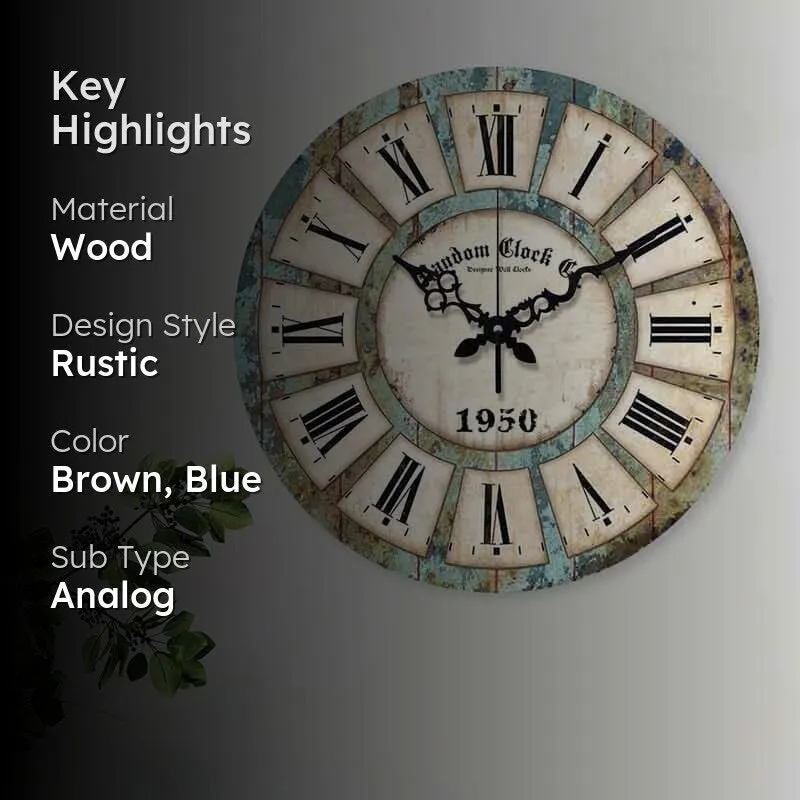 Archaic Wall Clock - Blue & Brown media 2