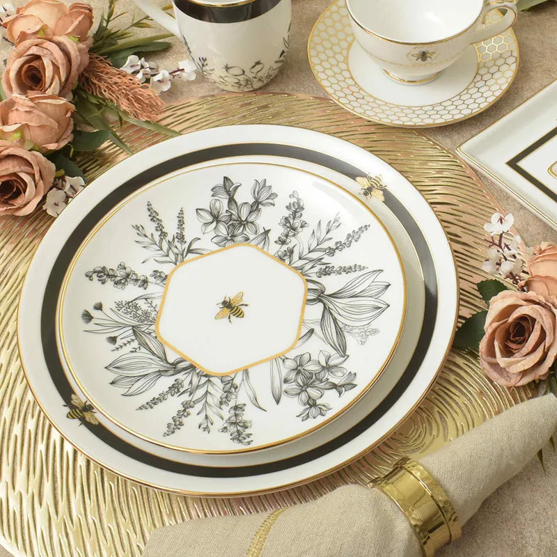Gilded Bee 24k Gold Brushed Porcelain Dinner Set - 33 Piece Set media 6