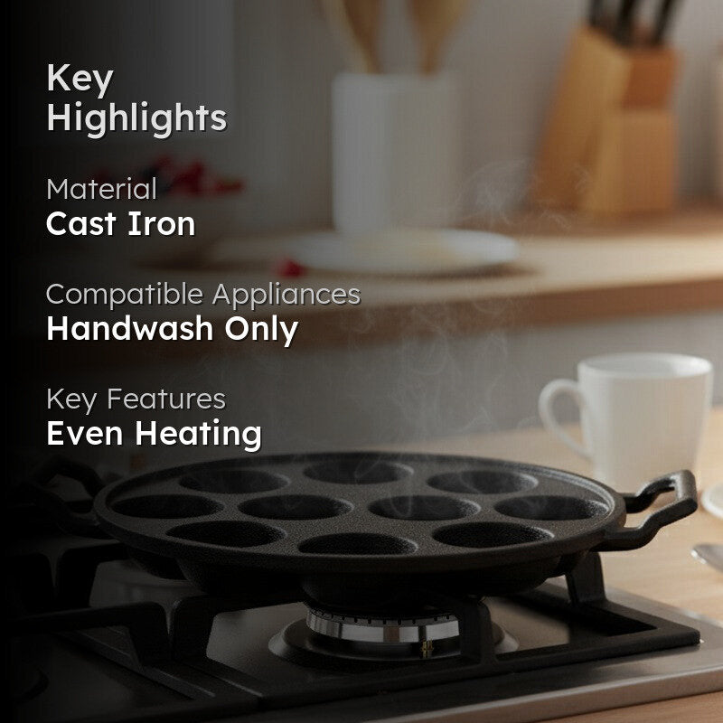 Twinhold Round Cast Iron Paniyaram Pan media 2