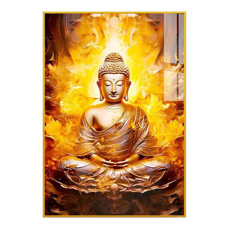 Fire Of Enlightenment Spiritual Canvas Wall Art With Frame - Gold media 3