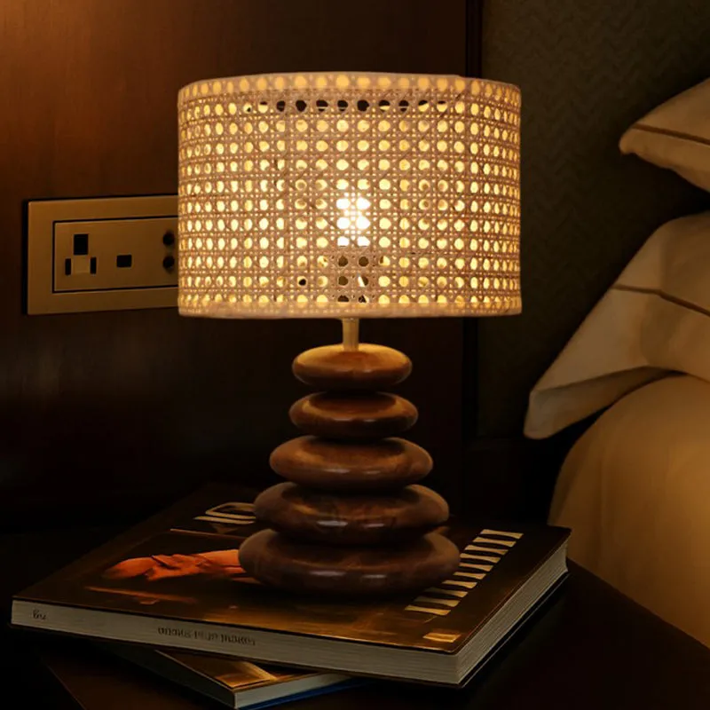 Pebble Hex Mango Wood Table Lamp media 1