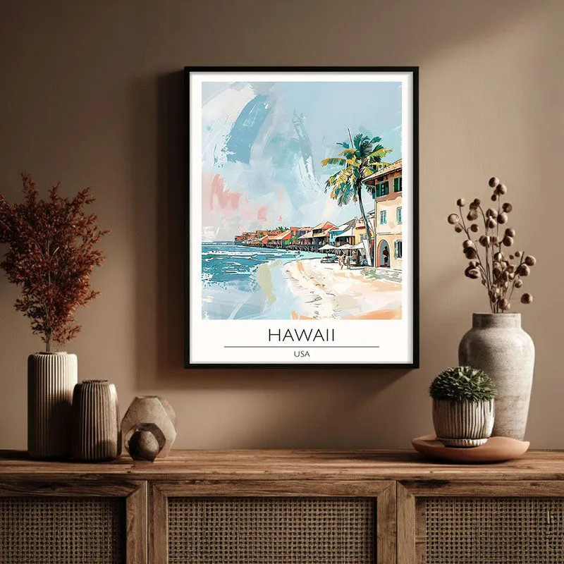 Vintage Hawaii Framed Canvas Wall Painting media 3
