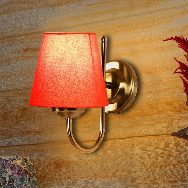 Altura Conical Fabric & Metal Wall Lamp - Orange media 1