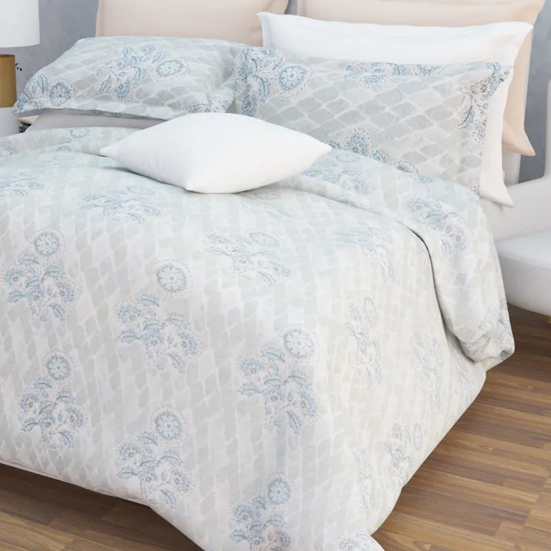 Marigold Fields Cotton Bedsheet (Grey) - 144 TC media 5