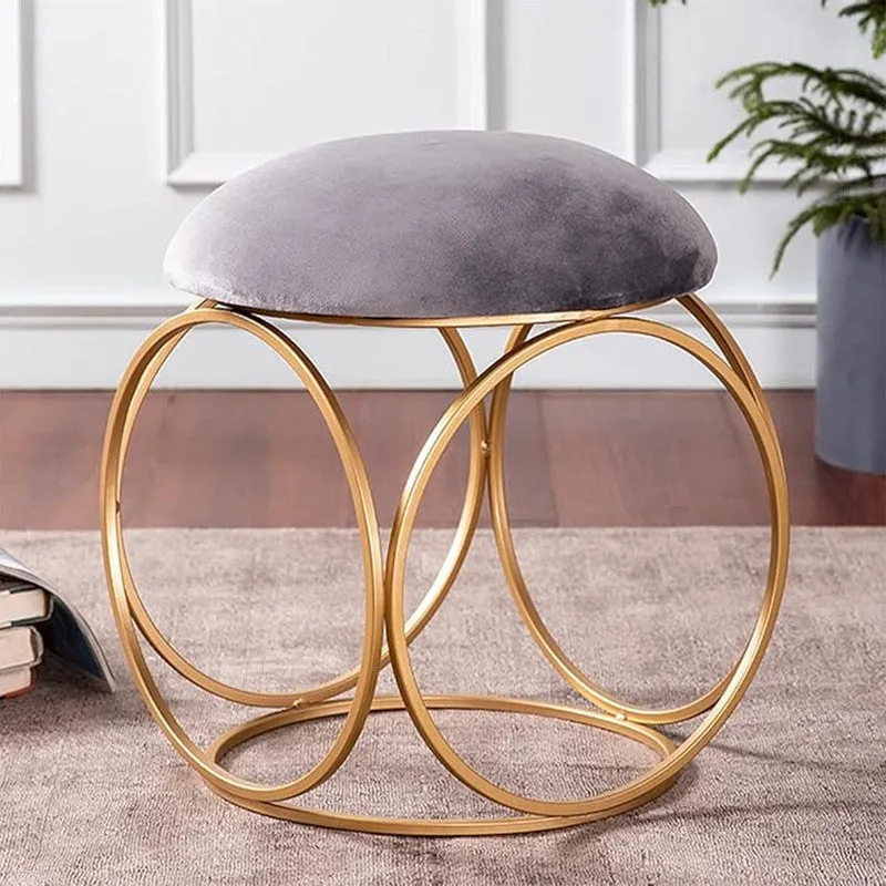 Adina Velvet Stool (Grey & Gold) - Set Of Two media 3