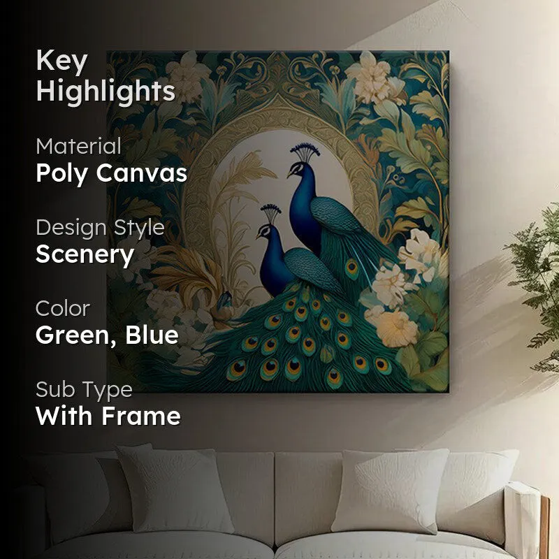 Peacock Bloom Poly Canvas Wall Painting media 2