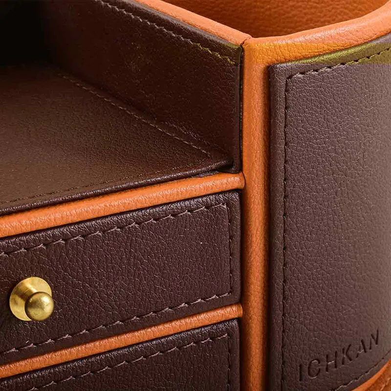 Tisca Curve Faux Leather Desk Organizer - Brown media 5