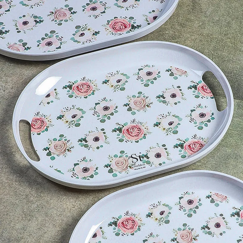 Vintage Fleurs Melamine Serving Tray - Set Of Three media 5