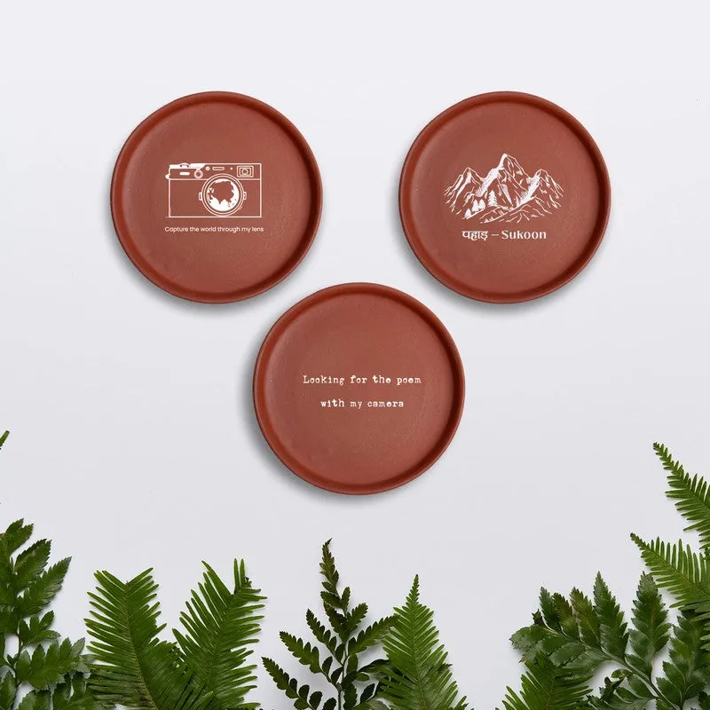Capture the World Terracotta Wall Plate - Set Of Three media 1