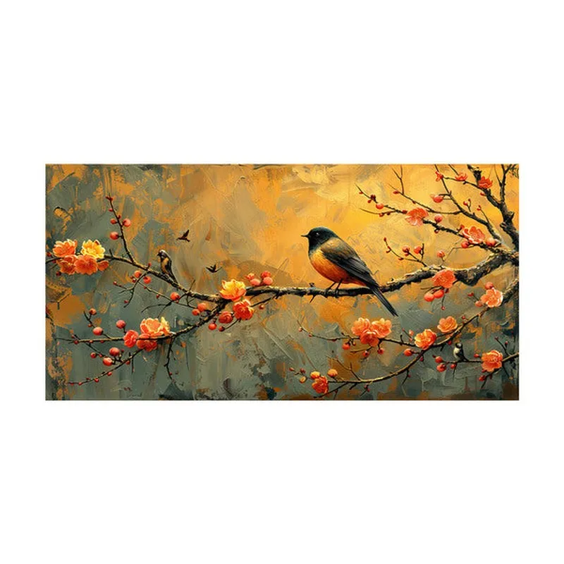 Springtime Blossom with Bird Wall Painting media 4