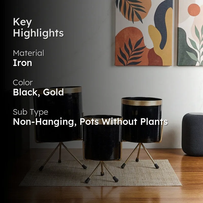 Aslana Kina Planter (Black) - Set Of Three - 2