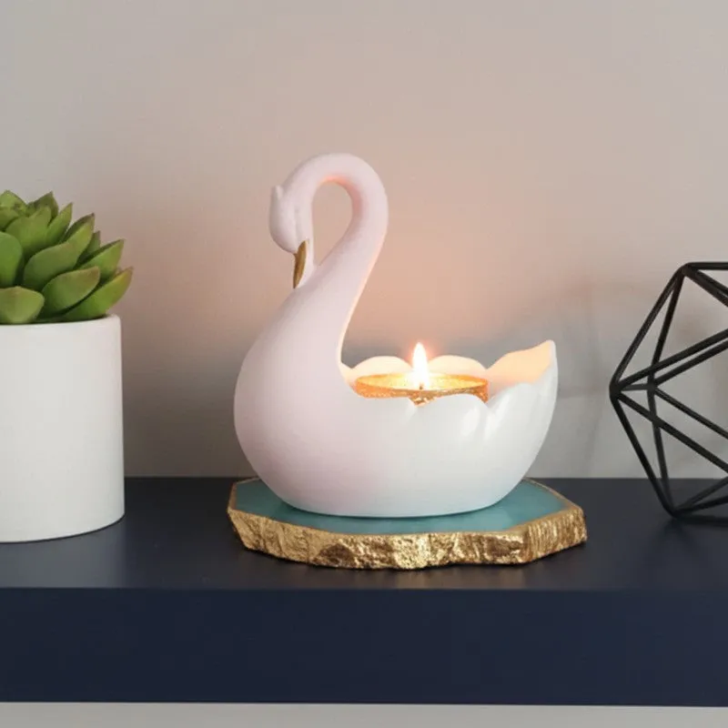 Swan Shaped Resin Tea Light Candle Holder - Turquoise media 3