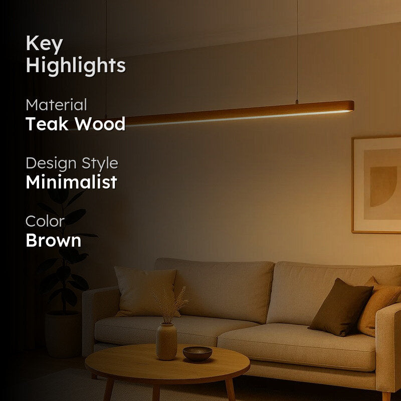 Slim LED Teak Wood Ceiling Lamp media 2