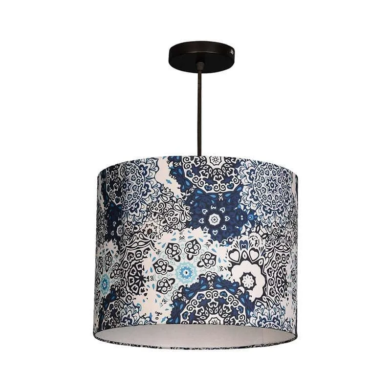 Vivid Blue Fabric Ceiling Lamp- Large media 4