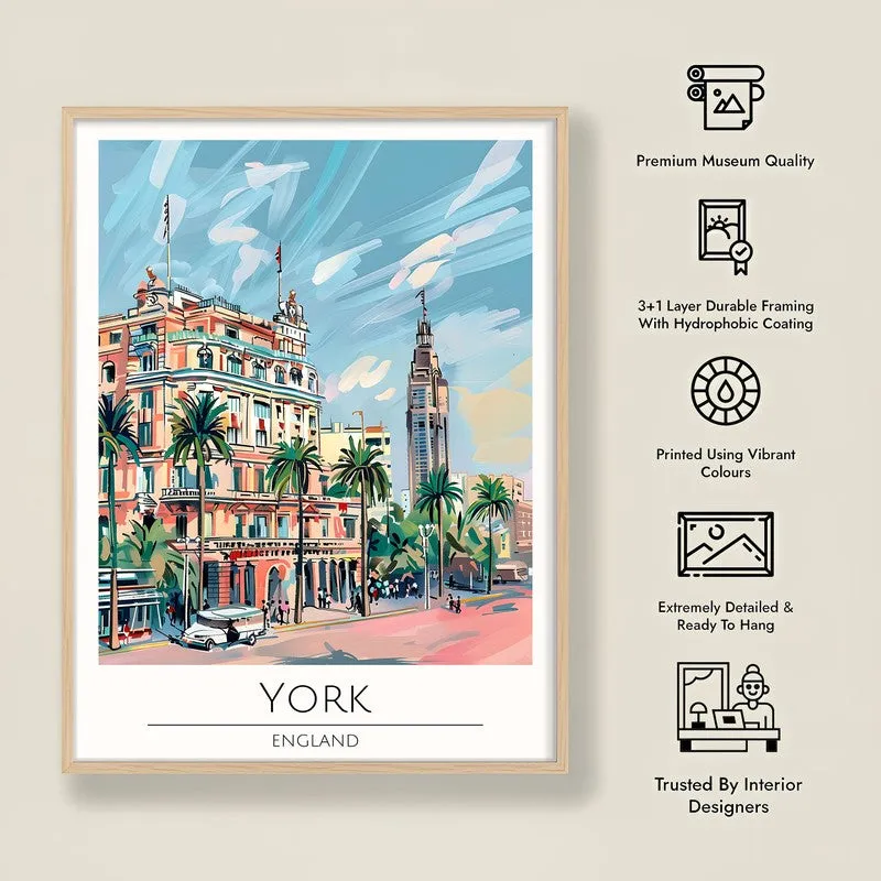 Vintage York Framed Canvas Archival Canvas Wall Painting - Natural Brown Frame media 8