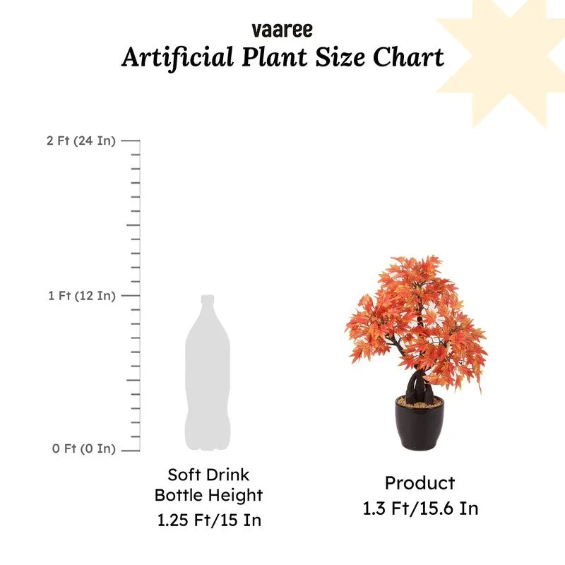 Artificial Orange Maple Bonsai Plant With Ceramic Pot - 1.3 Feet media 7