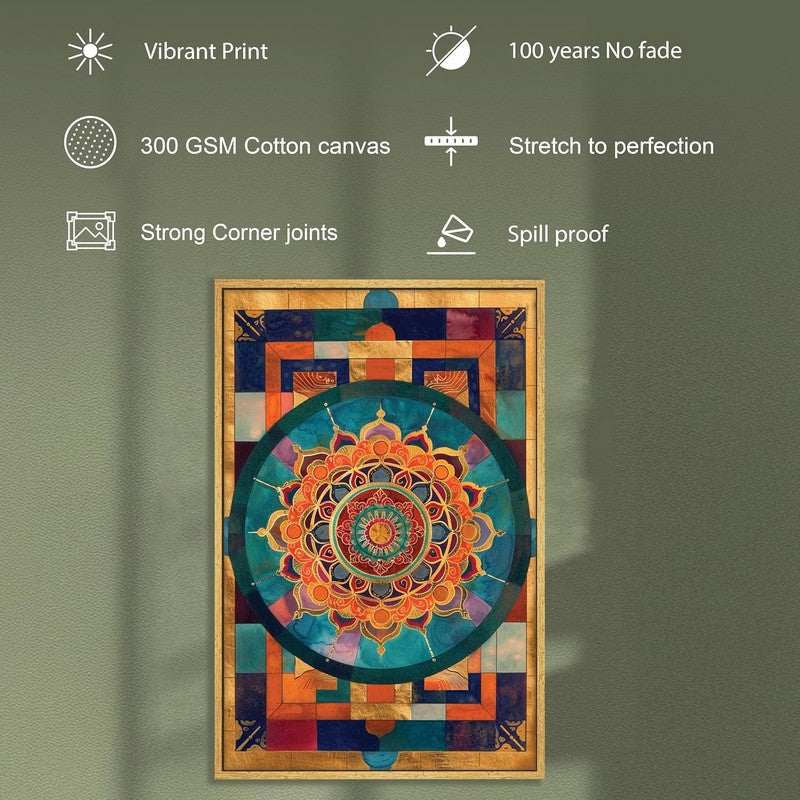 Emerald Mandala Canvas Wall Art With Frame media 7