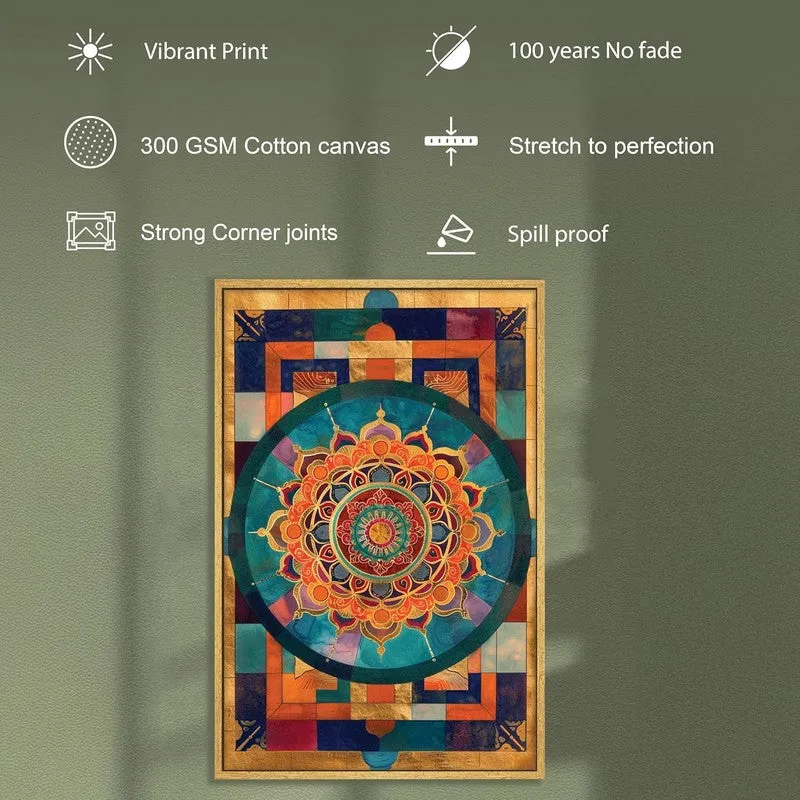 Emerald Mandala Canvas Wall Art With Frame media 7
