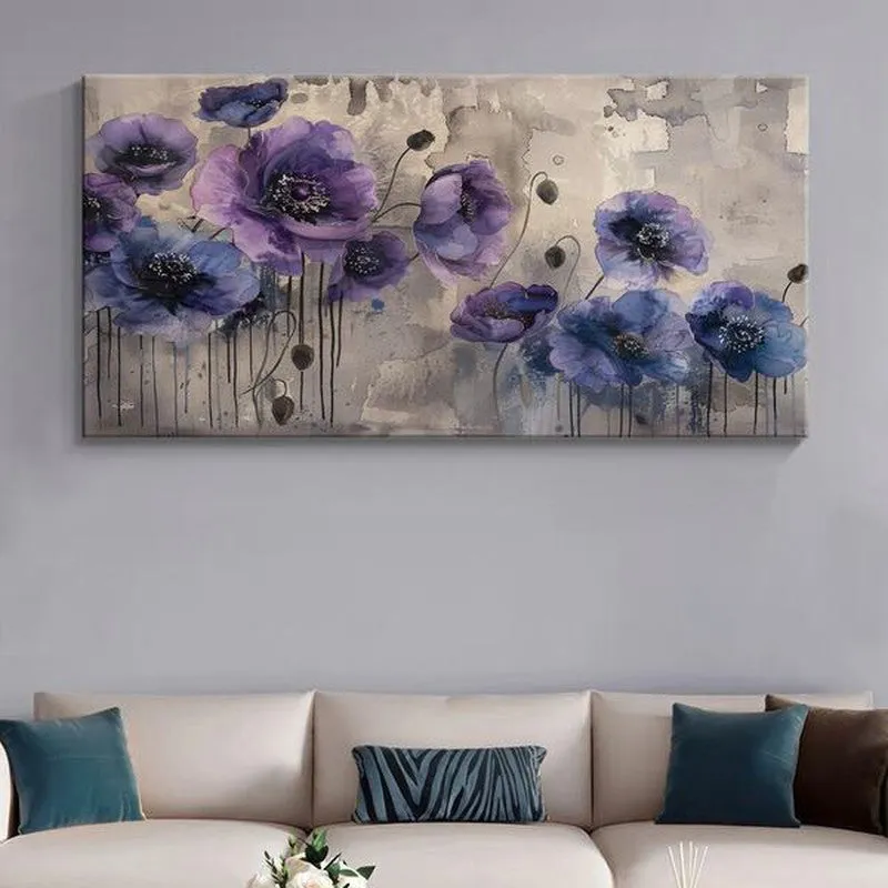 Purple Poppies Wall Painting media 1