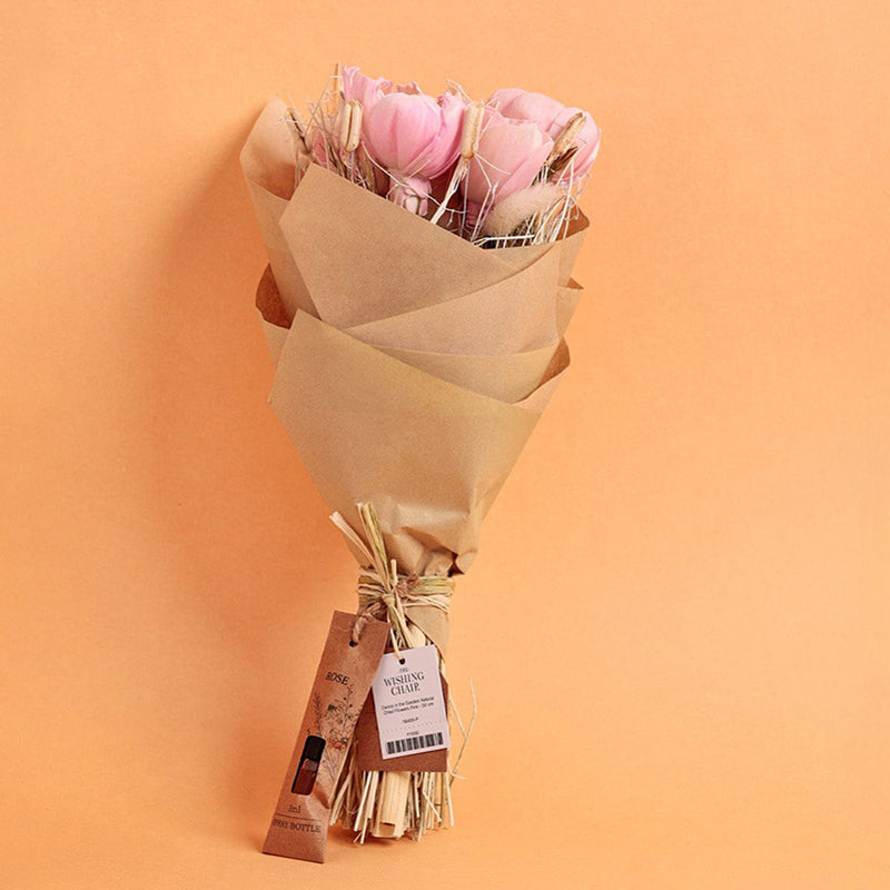 Rose Éterne Dried Flower Bouquet - Pink media 3