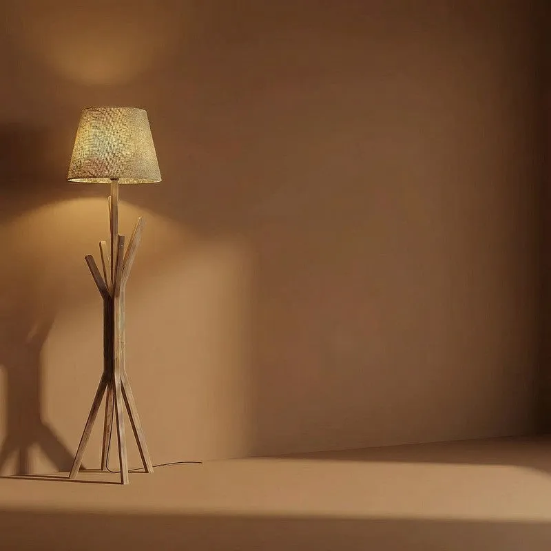 Diora Wooden Floor Lamp With Fabric Shade media 6