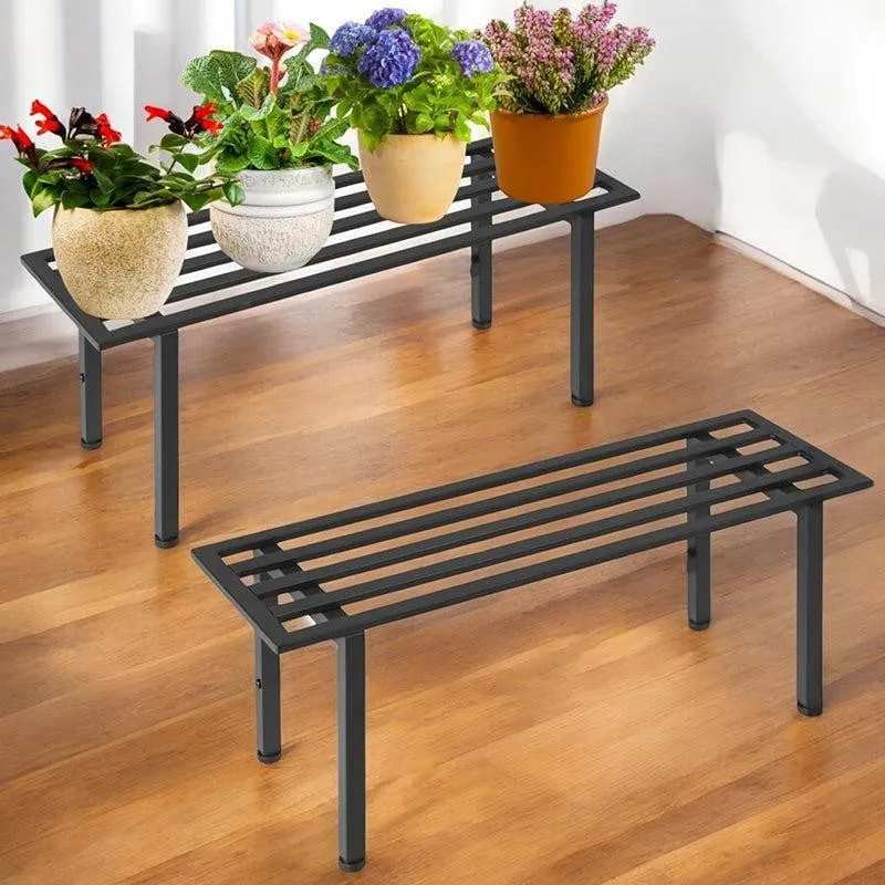 Obsidian Leaf Metal Planter Stand - Set Of Two media 1
