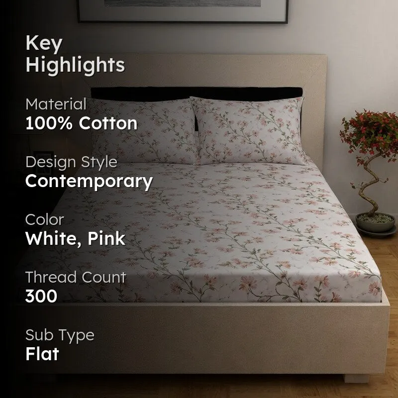 Flora Style Cotton Bedsheet - 300 TC media 2