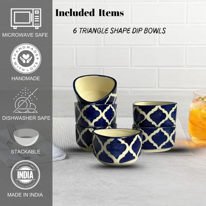 Servyx Ceramic Dip Bowls (Blue,White ,50 mL Each) - Set Of Six media 7