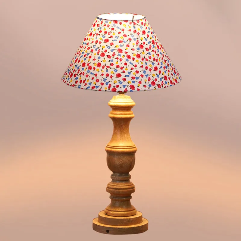 Fleura Cone Carve Wooden Table Lamp - Multicolor media 4