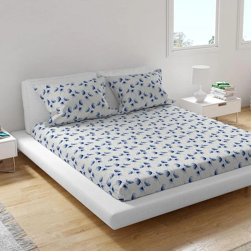 Print Bliss Sateen Floral Cotton Bedsheet - 300 TC media 1