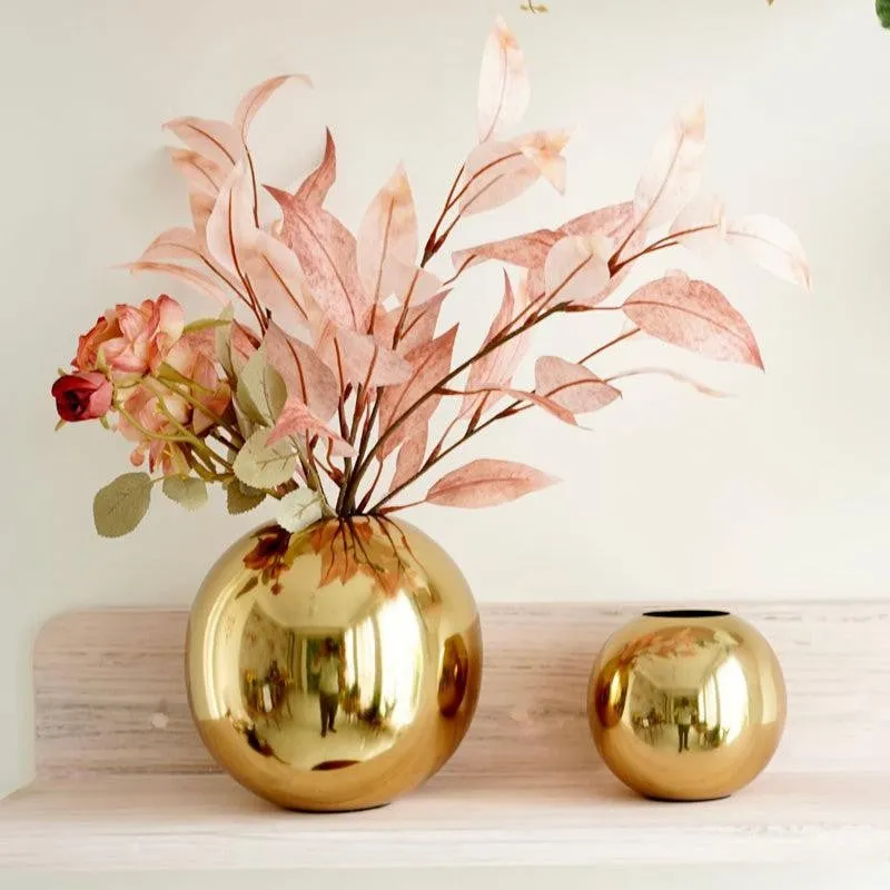 Zurmo Round Metal Vase (Gold) - Set Of Two media 1
