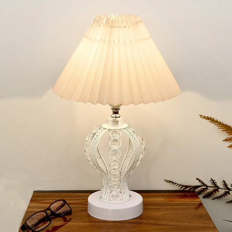 Irelle French Pleat Metal Table Lamp - Ivory,White media 1