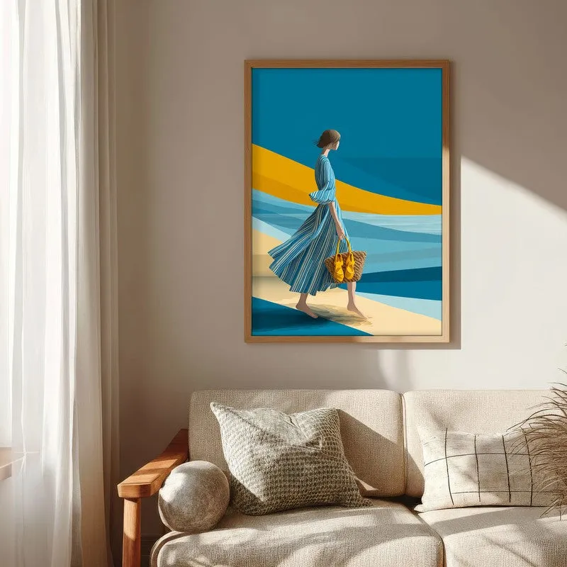 Ocean Air Canvas Wall Painting - Brown Frame media 6