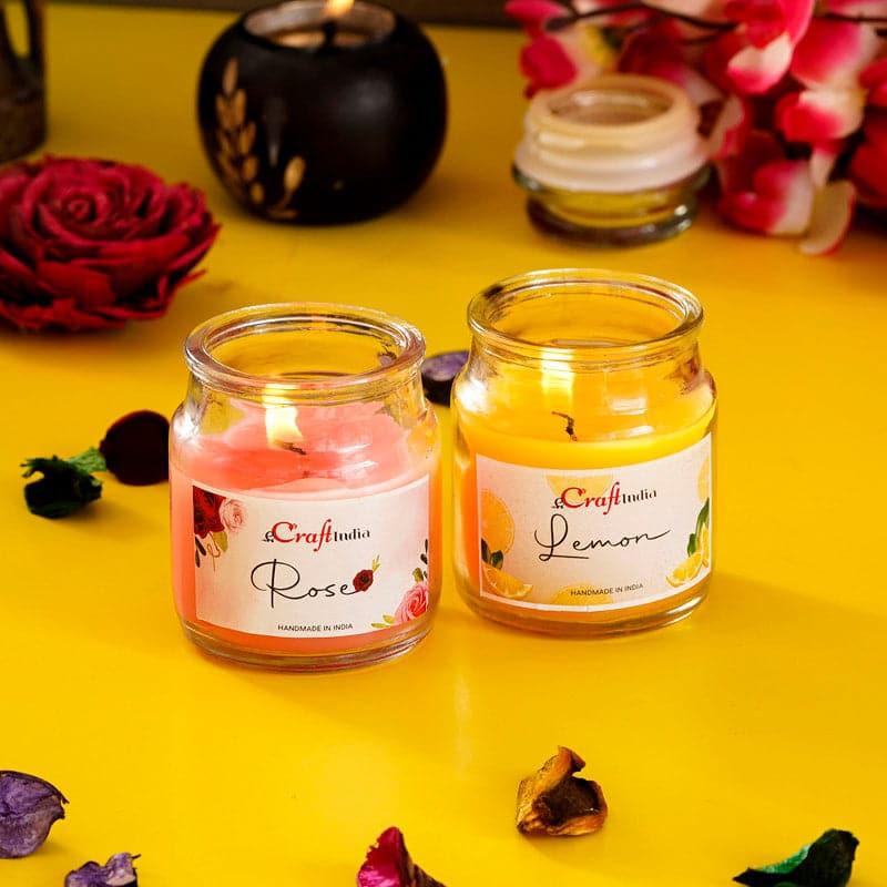 Lemon & Rose Scented Jar Candle - Set Of Two media 3