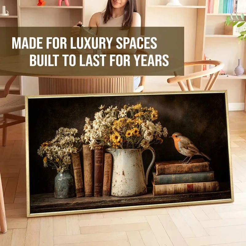 Rustic Blooms Canvas Wall Painting With Frame media 5