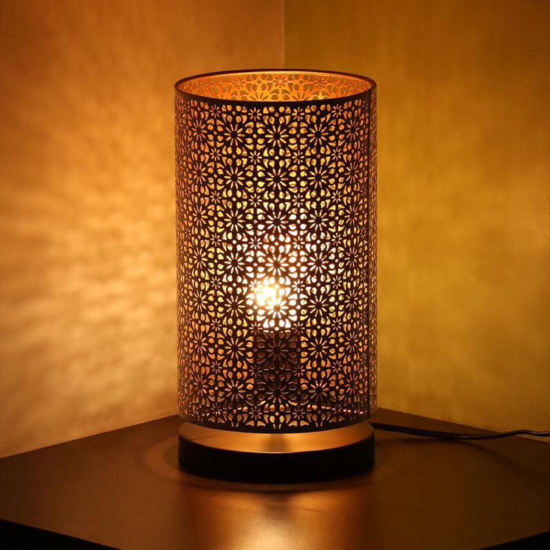 Misbah HandEtched Iron Table Lamp - White,Black