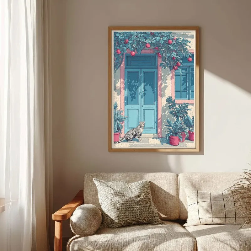 Serenique Floral Entrance Illustration Canvas Wall Painting With Brown Frame media 7