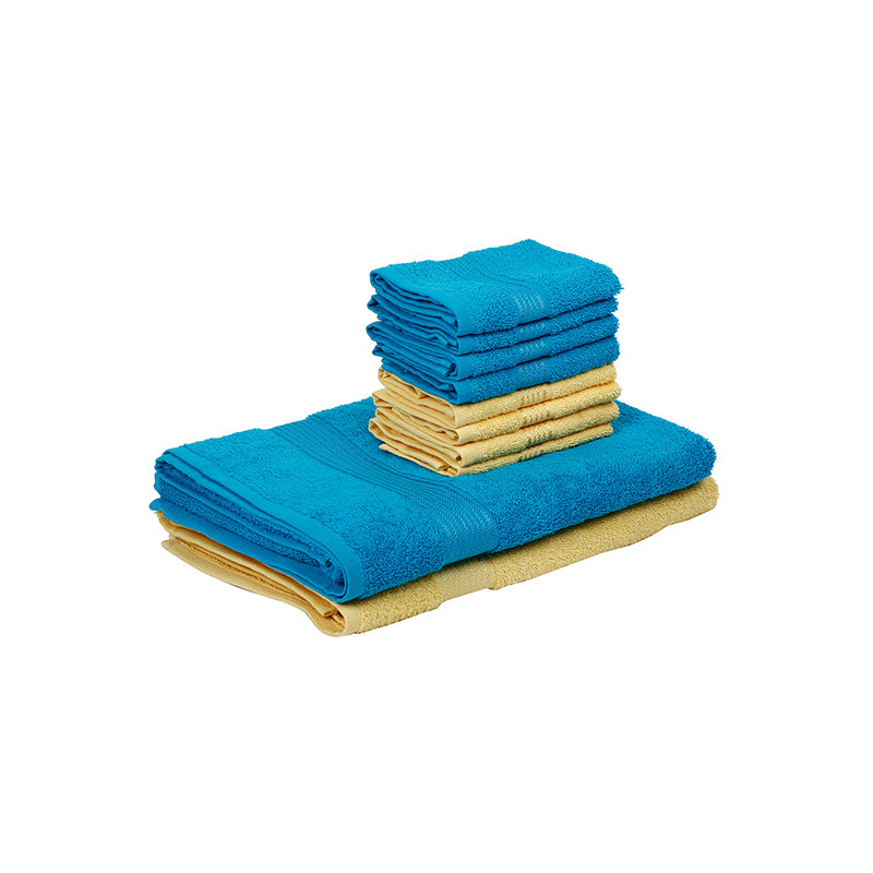 Eva Quick Dry Towel Combo (Blue & Yellow) - Ten Piece Set media 3