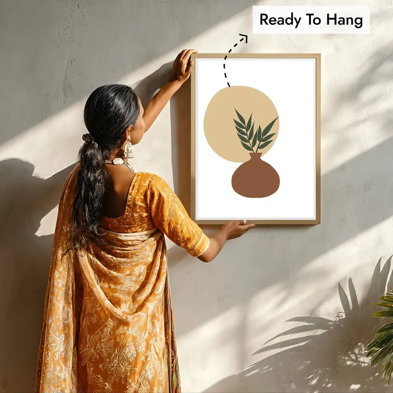 Sage Pot Canvas Wall Painting With Brown Frame media 7