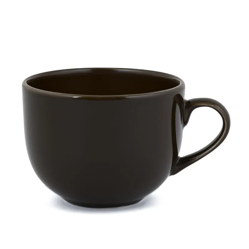 MorningSip Porcelain Cup & Saucer (Brown/240 mL Each) - Set of Six - 6
