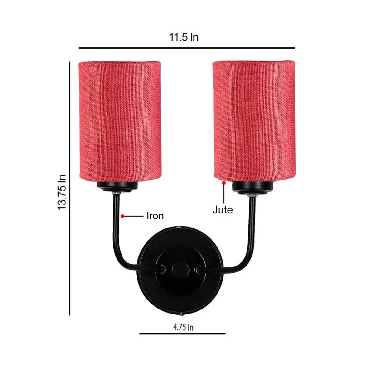 OrganicGlow Twin Jute Wall Lamp - Pink - 10