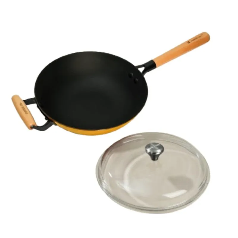 Cumin Co Enamel Cast Iron Wok (1500 mL) - Mustard media 3