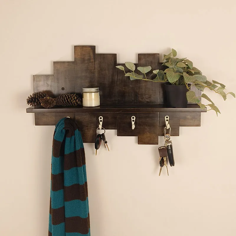 Regenta Wooden Wall Shelf Organiser with Key Holders media 3